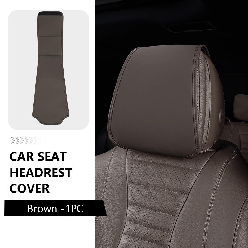 

SEAMETAL Car Seat Headrest Protect Cover Storage Pocket PU Leather Durable Car Neck Pillow Case Cars Dustproof Scratch-resistant Universal коричневый