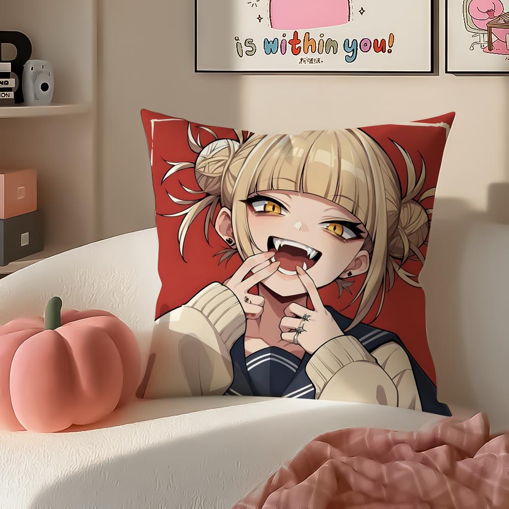 Popular HHimiko Toga My Hero Academia Cushion Cover Pillowcase Short Plush Invisible Zipper Room Sofa Cushion Cover