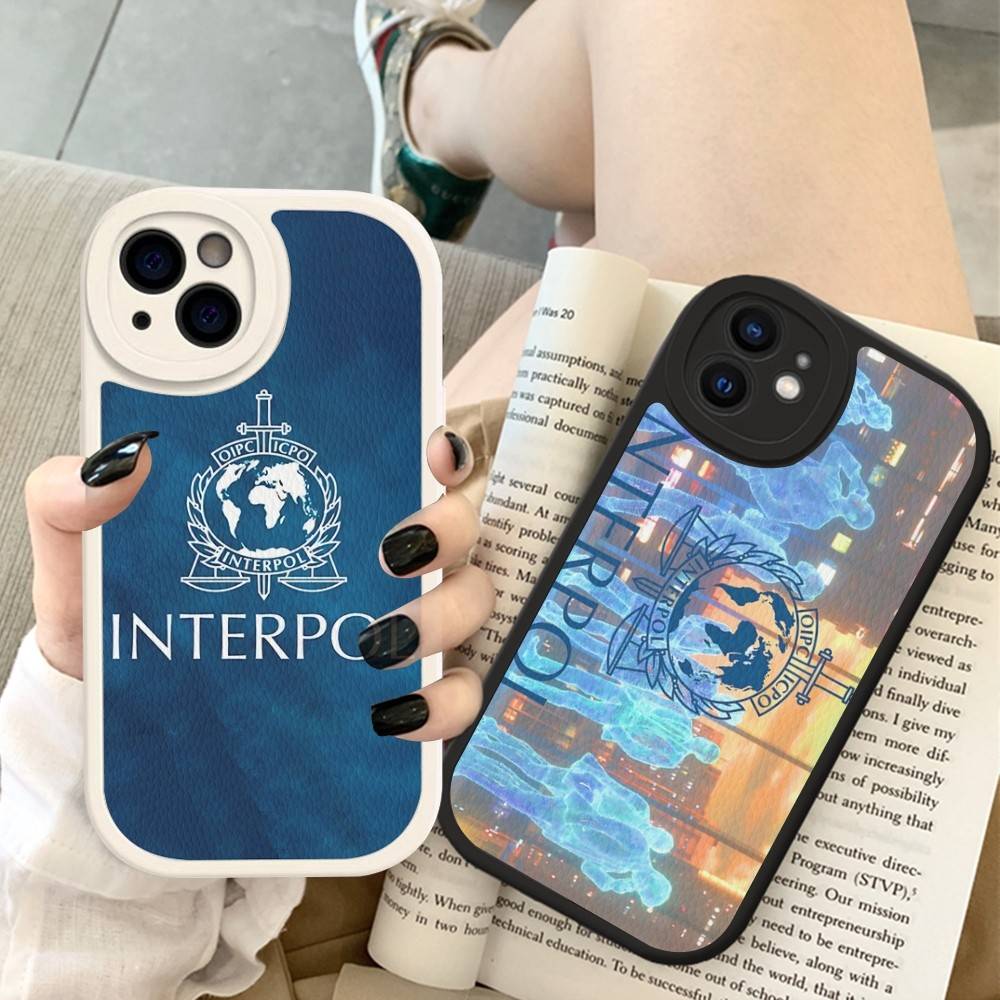 Coque de téléphone avec logo Interpol Pour iPhone 16 15 14 13 12 11 Pro Max Plus Housse souple en cuir
