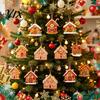 Gingerbread House Shape Gift Tags 12/16/24PCS Wooden Christmas Ornaments, Man & Hanging Decorations, Reusable Winter Party Supplies Tree Ornaments for