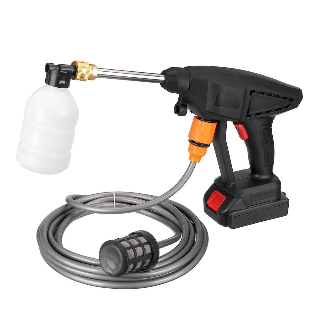 30BAR 120W Tragbare kabellose Hochdruck-Autowaschwasserpistole Haushaltswasserwaschreinigerpistole + Batterie
