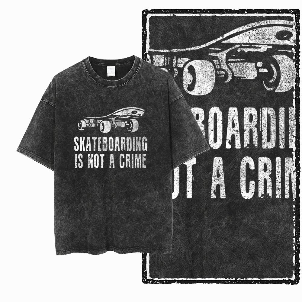 YD SKATE THEME Printed Cotton Acid Washed Graphic Unisex T Shirt Cool SKATEBOARD Streetwear Men Tshirts Big Size Tee for Men