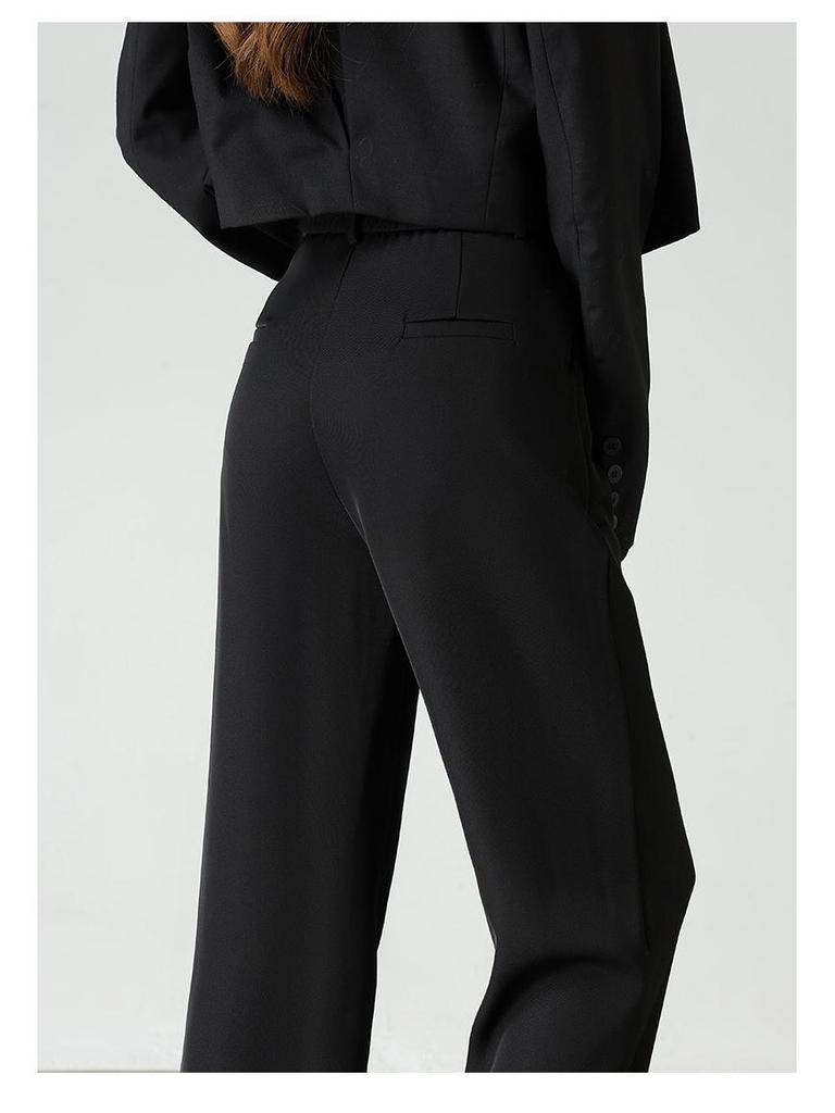 Damen Schwarze Schlankmachende High-End Weitbein Anzughose - Frühjahr 2025 Kollektion