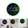 Colorful RGB Wall Clock With Remote Control Displays Date, Day, Temperature, And Humidity For Home Decor