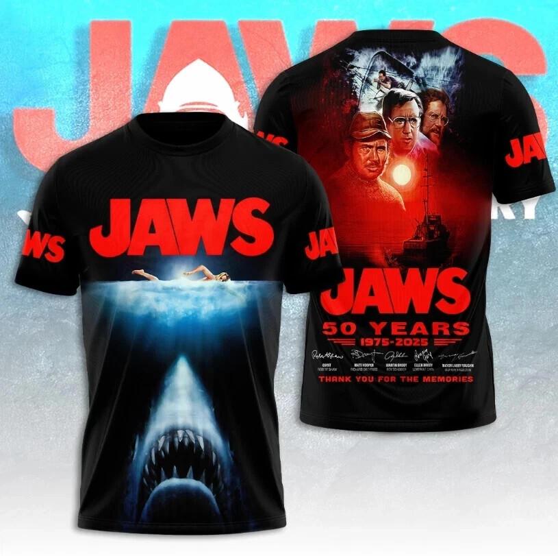 Jaws 50Th Anniversary 1975-2026 Thank You For The Memories 3D T-Shirt Unisex XXXL