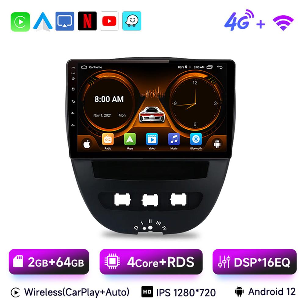 JIUYIN  Car Radio For Peugeot 107 Toyota Aygo Citroen C1 2005 - 2014 Android 13 wireless CarPlay Android Auto No 2 din  DVD