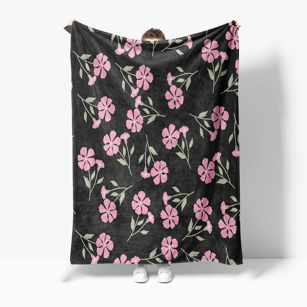 

Soft Plush Throw Blanket Floral Print Bed Sofa Decorative Cushion Cover for Living Room Bedroom 75cmx90cm