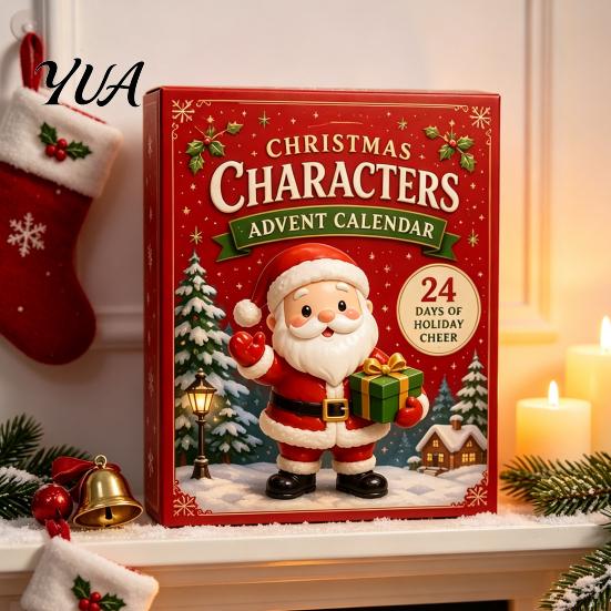 Holiday Fun Accessories 2026 Christmas Characters Advent Calendar, 24-Day Countdown Food Theme Ornament Set, Festive Home Decoration 2D Acrylic