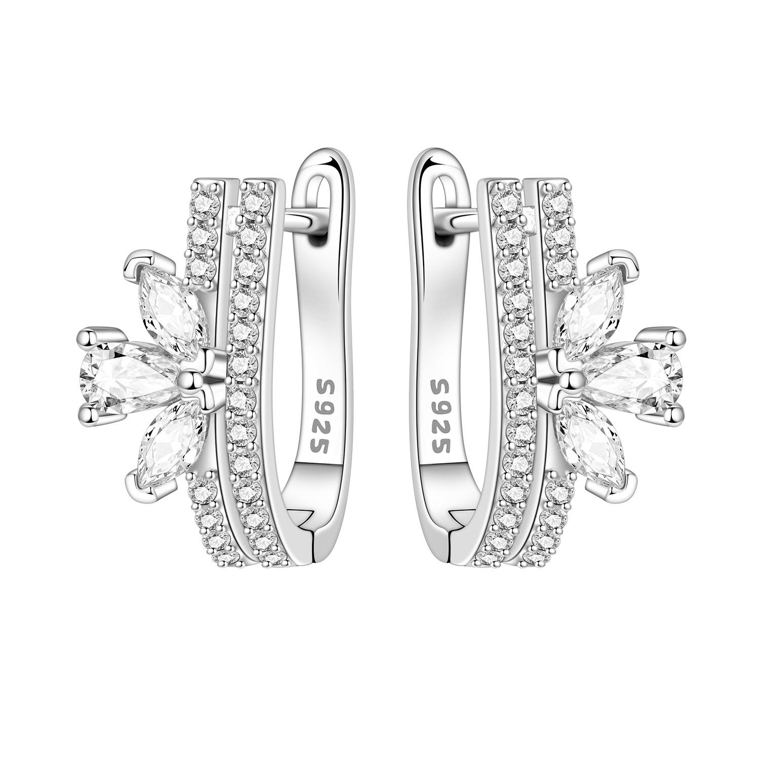 S925 Silver Exquisite Flower Earrings Hoop Earrings Women Jewelry Trendy Anniversary Gifts