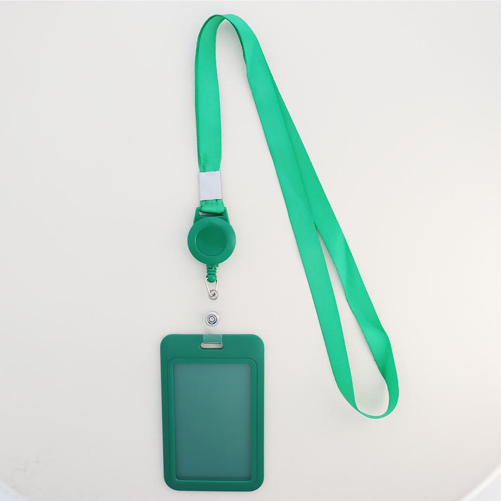 Pure Color Retractable Badge Reel Retractable Teacher Lanyard with Name Card Badge Holder Neck Strap Keychian Accessories Gift