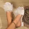 New fairy flower thick heel slippers women's open toe holiday beach with skirt sandals