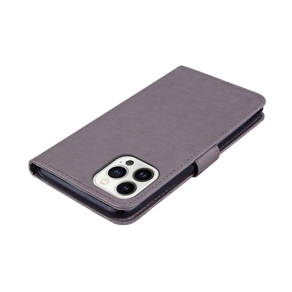 For iPhone 16 Pro Wallet Case Owl Flower Imprinted Rhinestone Leather Cover