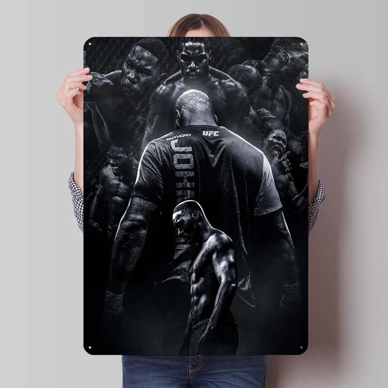 Jon Jones Metallskylt Boxningsposters Spelrumsinredning Man Vintage Plåttskylt Plakett för Väggkonst Dekoration Interiör