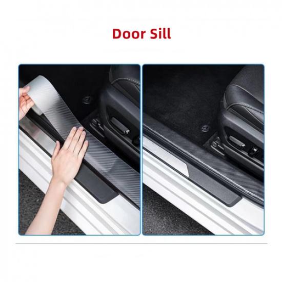 Universal Carbon Fiber Patterned Clear Transparent Car Door Sill Tape Sticker