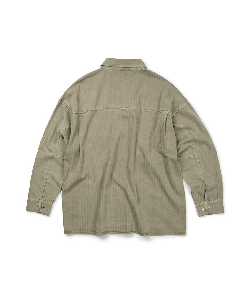 ETCE (Base) Herringbone Washed Pocket Shirt (Beige)