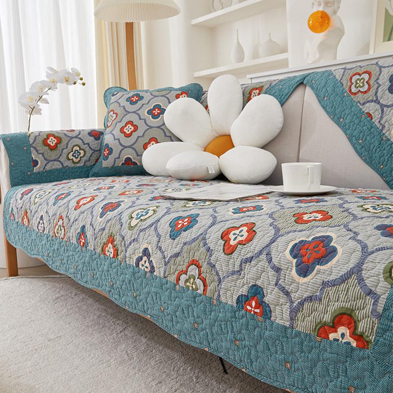 Pokrowiec na sofę z nadrukiem w paski do salonu Korea Retro antypoślizgowy pokrowiec na sofę cztery pory roku uniwersalny pokrowiec na sofę ręcznik na kanapę