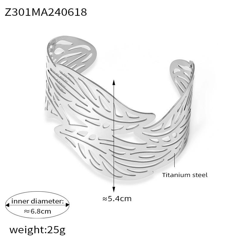 

Европейско-американский браслет-бенгл из титановой стали с полым листом - Смелый холодный стиль, модная бижутерия