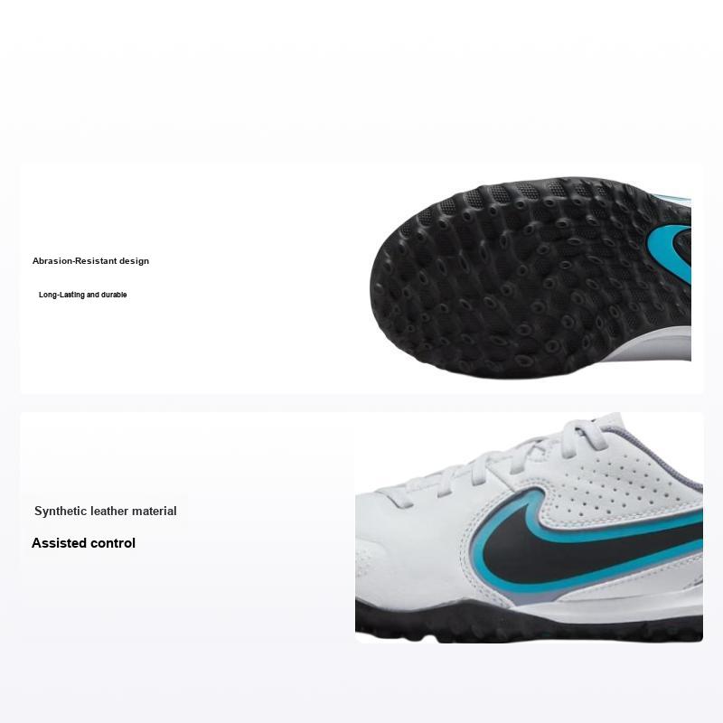 Nike Tiempo Legend 9 Jr Academy TF Artificial Turf Non-Slip Durable Low-Top Soccer Shoes Kids sneaker White Blue Black DA1328-146