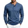 Men S Long Sleeve Henley T Shirt Casual Solid Color