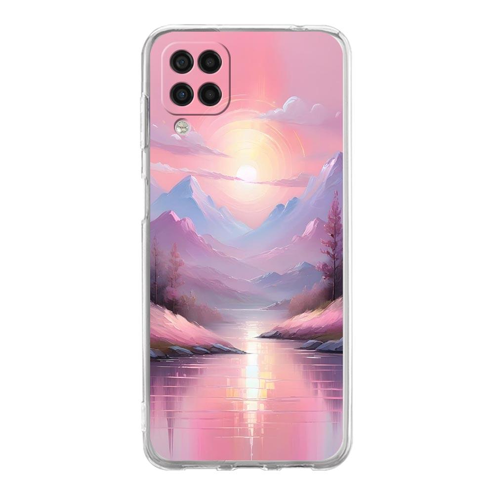 Soft TPU Cover for Samsung Galaxy A25 A23 A22 A52S A31 A72 A73 A17 A07 A13 A11 5G Transparent Phone Case Pink Sunset Mountain