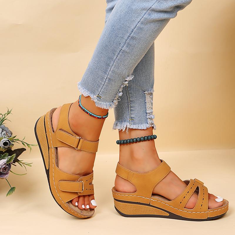 Women's Large Size Fish Mouth Casual Sandals Roman Style Sandals Women's Outer Wear Velcro Shoes