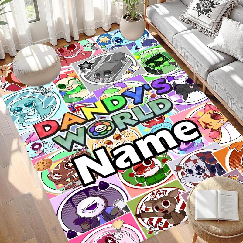 Custom Name Personalized Dandy's World Print Carpet, Versatile Home Decor Rug, for Playroom, Apartment, Balcony, Entryway, Hallway Gift