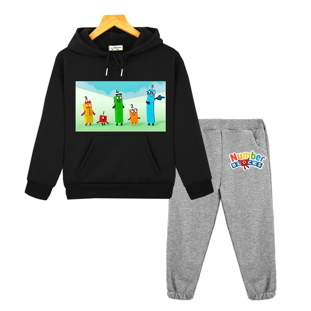 Anzahl Blöcke Mit Kapuze Sets Kinder Boutique Kleidung Herbst Jacke Casual Fleece Pullover Anime Hoodie Sweatshirt Jungen Mädchen Kleidung