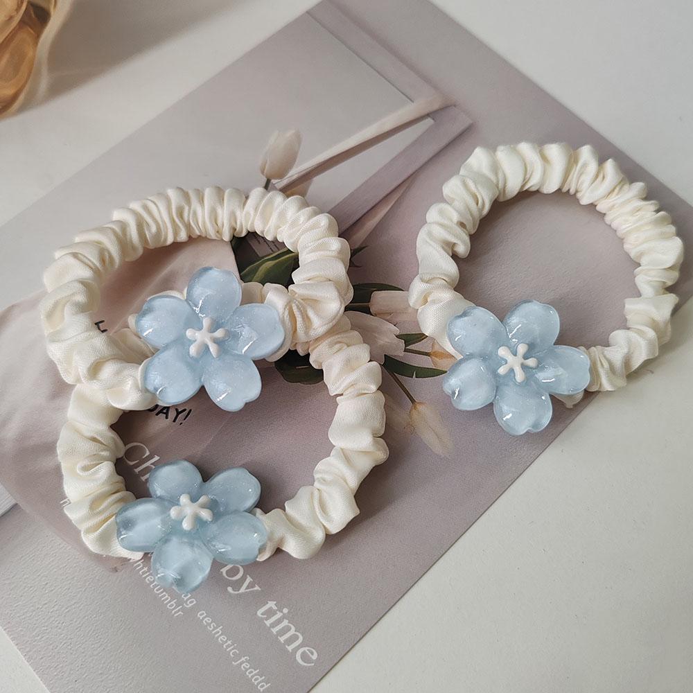 3PC European and American Beautiful Flower High Elasticity Hair Ties for Women Girls Ponytail Holder Hair Rings Rope Accessories