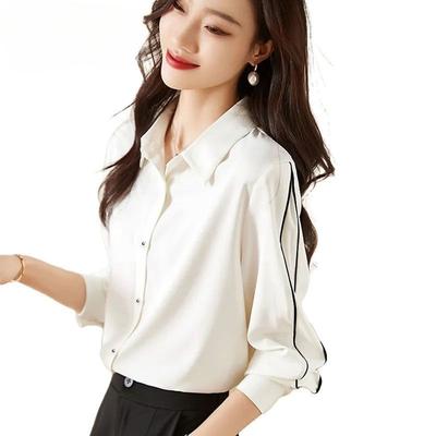 Chemise en mousseline blanche de haute qualité pour femmes, ample, à manches longues, décontractée, automne, printemps, coupe slim, élégante