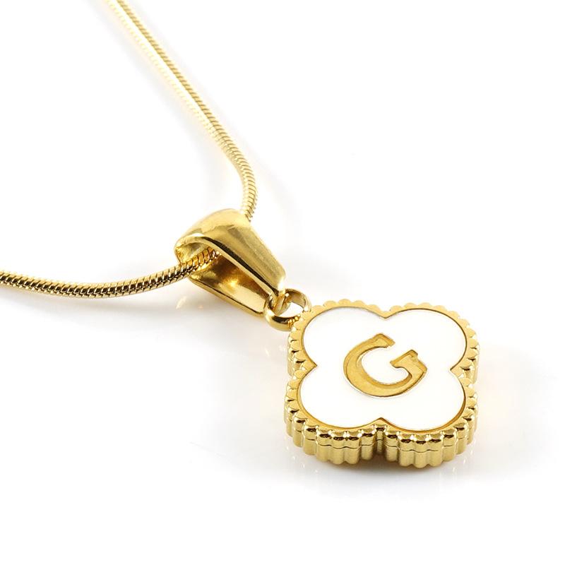 Simple 18K Four-leaf Clover Letter Necklace Female Snake Bone Chain Shell Letter Pendant Jewelry 2026