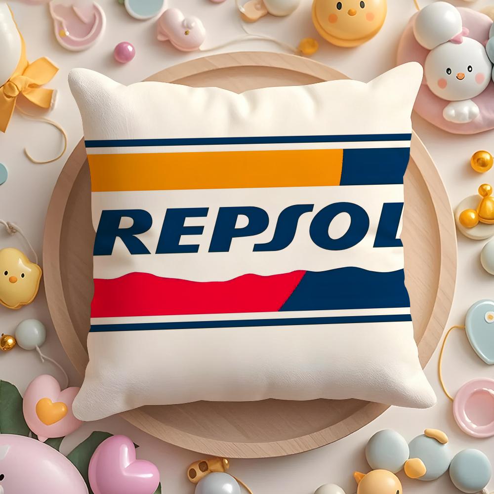 Pikpaka Cute Pink R-Repsol Petrleos Cushion Cover Plush Fabric Soft Double-Sided Printed Sofa Warm Winter Home Gift Pillow Cover