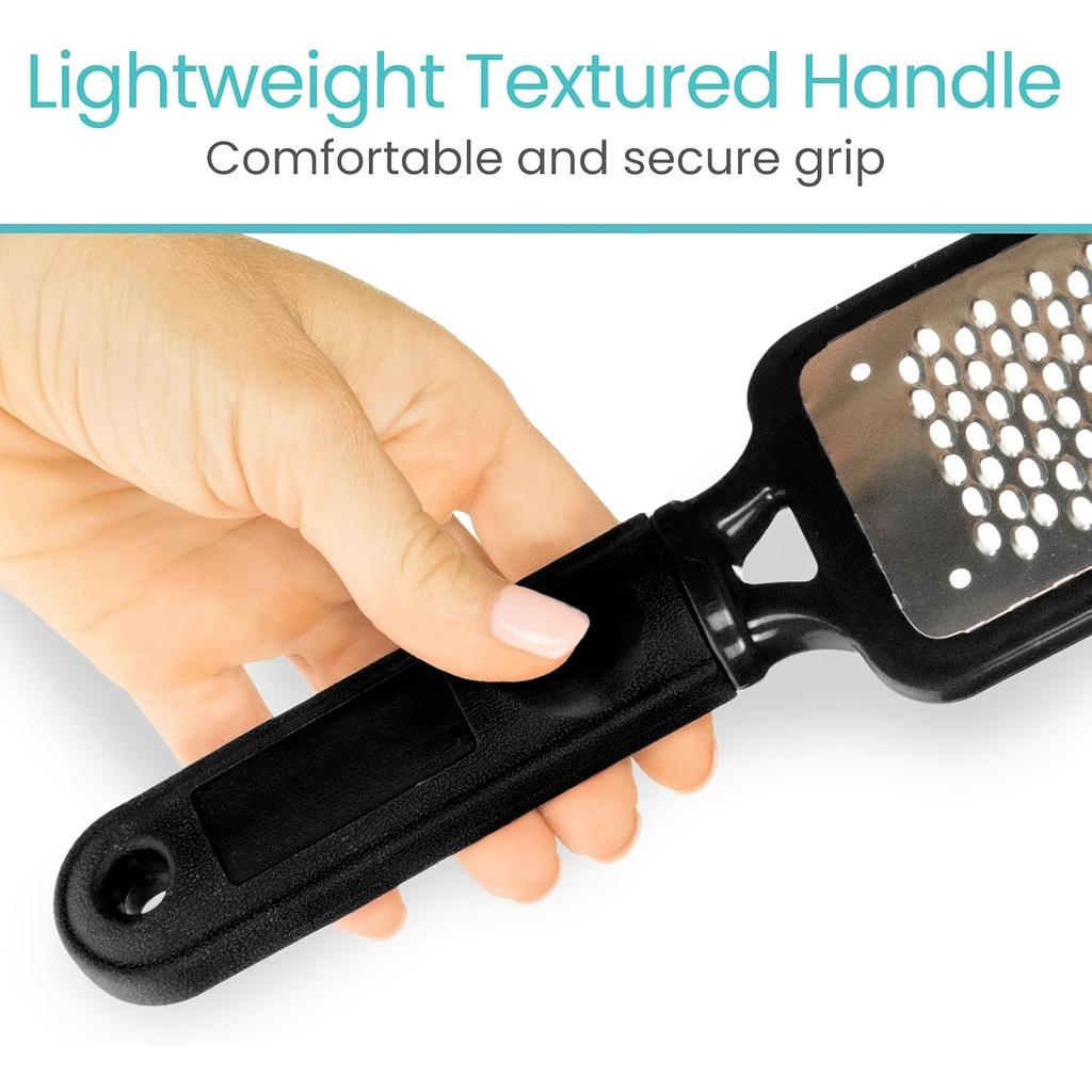 3pcs Foot Files, Feet Scraper for Dead Skin, Heel Grater, Callus Remover Scrubber Tool, Rasp for Cracked Heels - Stainless Steel Pedicure Filer For