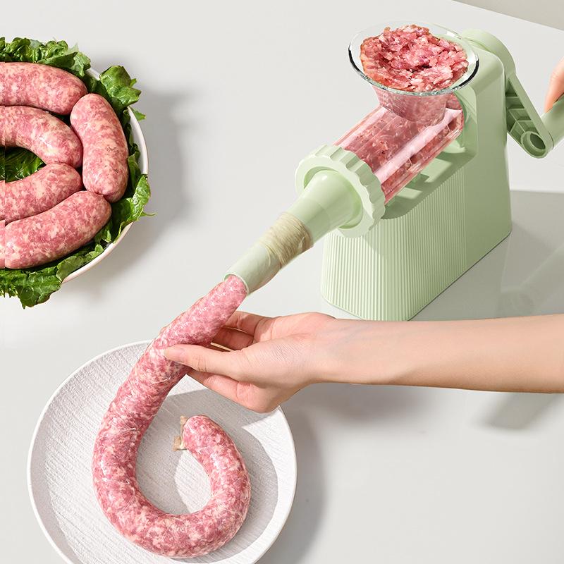 Mașină Manuală de Umplut Cârnați Râșniță de Carne Umplutură cu 4 Tuburi pentru Producție Casnică
