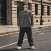 Atmungsaktive Trainingsbekleidung Herren Langarm-Sweatshirt, Locker geschnittener Pullover, Unifarbenes Outdoor-Reisekleidungsstück mit Rundhalsausschnitt für