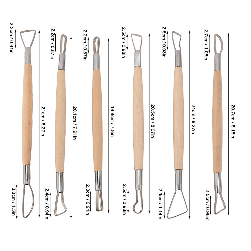 6Pcs Clay Sculpting Loops Rakes Tools Set Double Ended Pottery Modelling Shaping Craft Kit