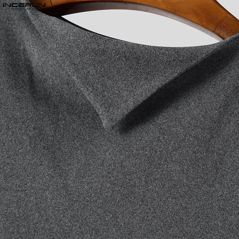 INCERUN Mens V Neck Slim Fit Long Sleeve T Shirt Lightweight Casual Basic Te Tops