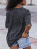 Womens Cotton V Neck T Shirt Short Sleeve Oversized Boyfriend Tunic Tee
