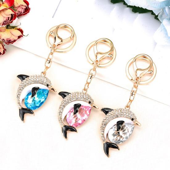 Schlüsselanhänger Strassbesetzter Delfin-förmiger Schlüsselanhänger Anhänger mit starkem Karabinerhaken Schlüssel Taschen Autoschlüssel Zubehör