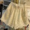 Plus Size Beaded Lace High Waist Shorts - Summer Casual, Wide Leg, Slimming, New Arrivals