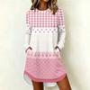 Women's Fashion Casual Geometric Print Long Sleeve Neck Dress for Everyday Wear