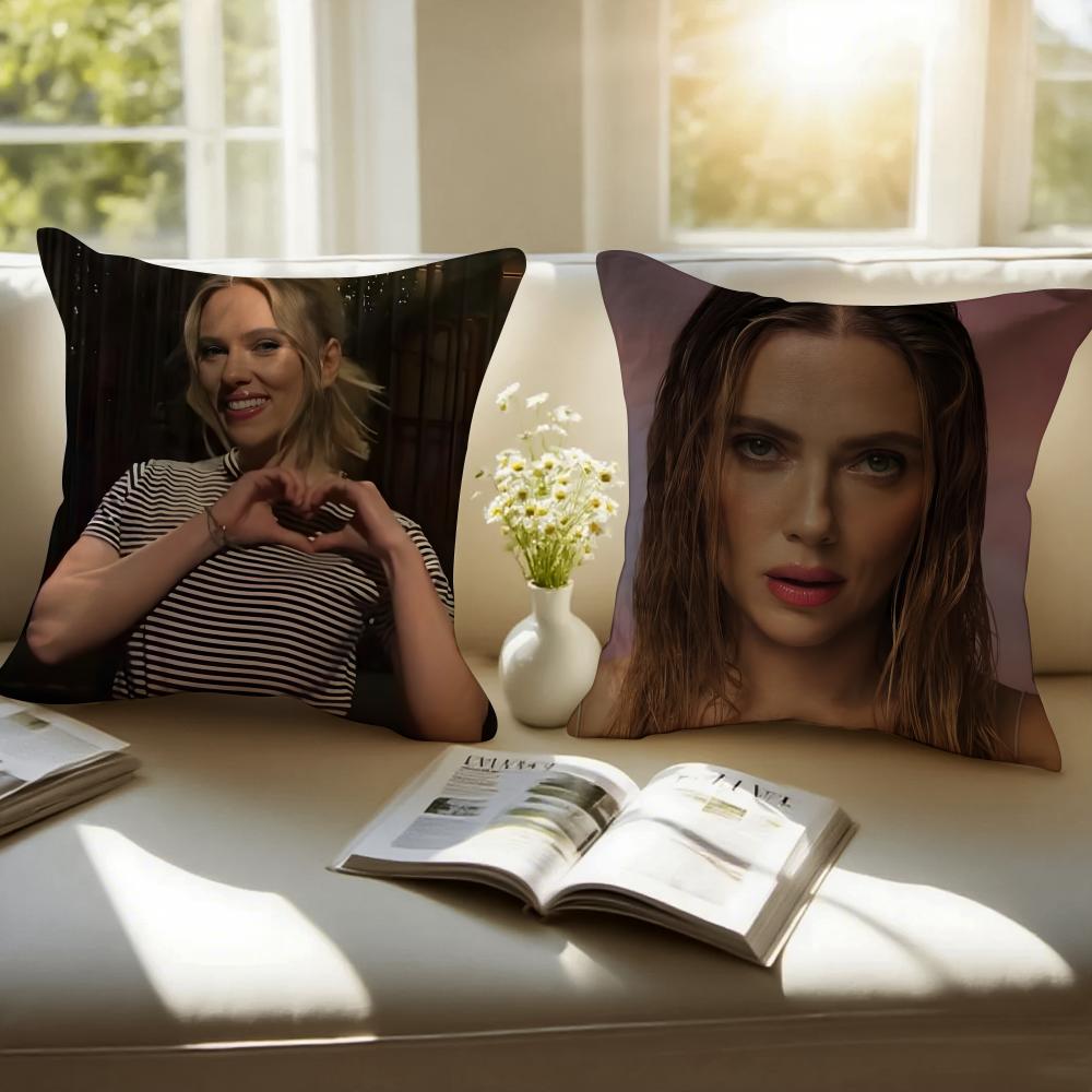 SScarlett Johansson Cushion Cover Pillowcase Antidustmite Invisible Zipper Short Plush Sofa Cushion