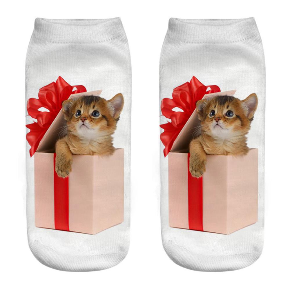 New  3D Print Funny Cute Cartoon Kitten Unisex Short Socks Creative Colorful Multiple Cat Happy Low Ankle Socks For Women
