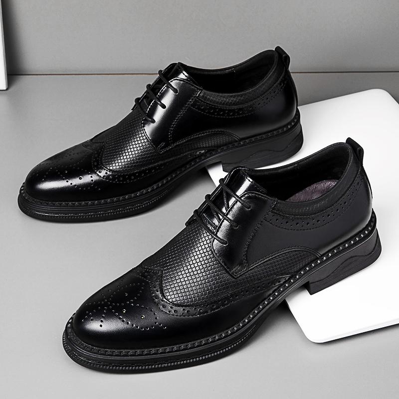 2024 Genuine Leather Mens Shoes High Quality British Mens Oxford Casual Shoes Business Formal Shoes Suit Gentleman Dress Office