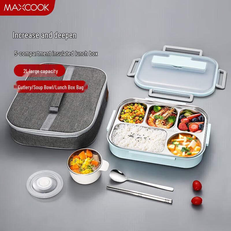 Minimalistische 5-Fächer-Lunchbox aus 304 Edelstahl