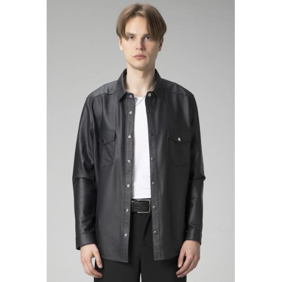 

Мужская рубашка Повседневная одежда Тафта Мужская рубашка из натуральной кожи L темно-синий