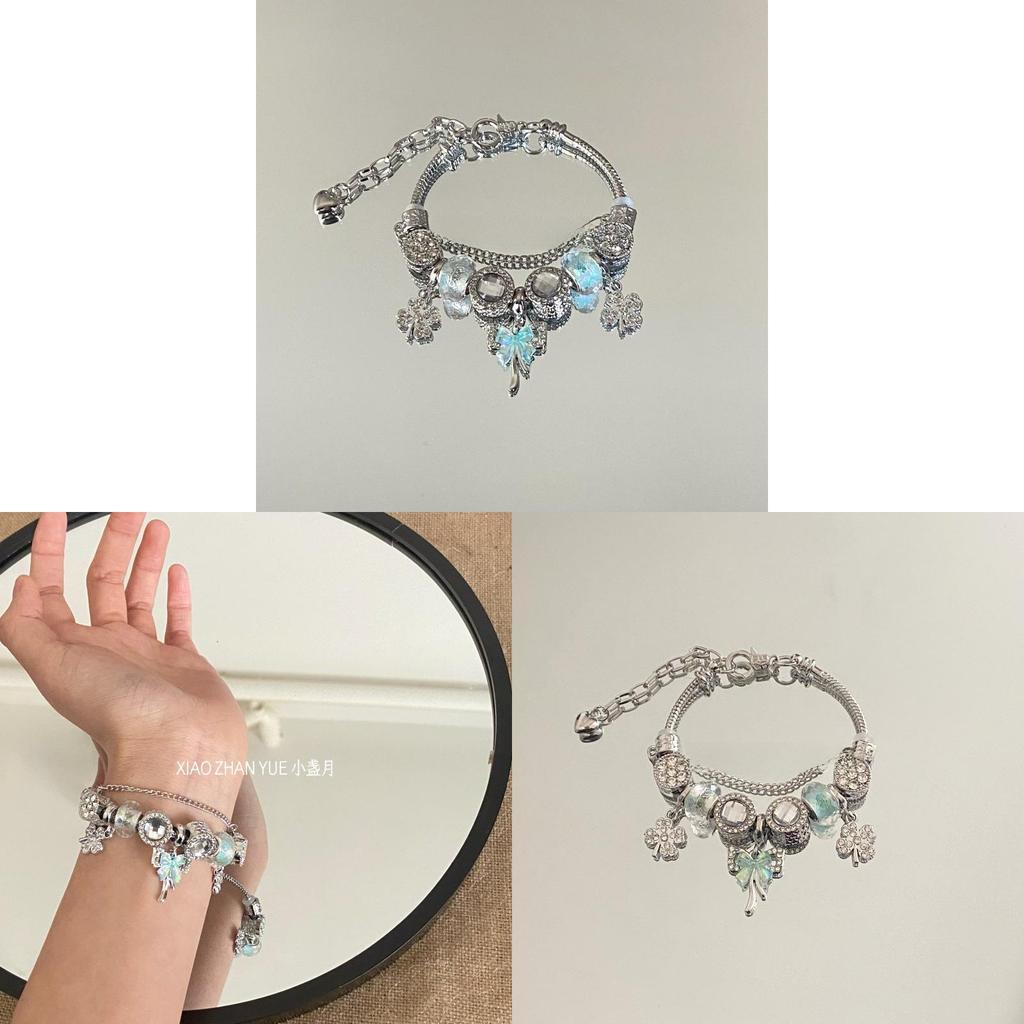 Ladies Bracelet With Electroplated Butterfly Bow And Lucky Clover Design For Summer