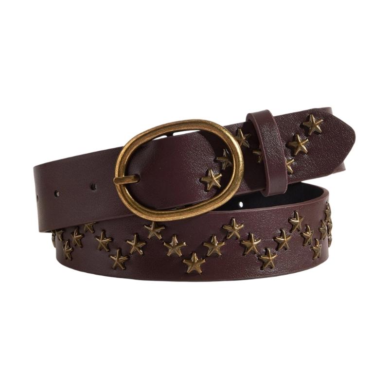 Punk Style Waistband Star Studded Pu Leather Belt Korean Version Jeans Sash Fashionable Decorative Pants Belt
