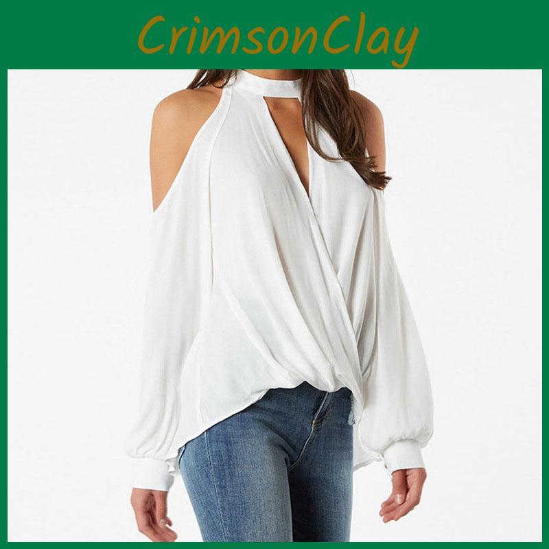 Highquality Women Cold Shoulder Chocker V Neck Top Featuring Feminine Lace Detailing For Warm Weather