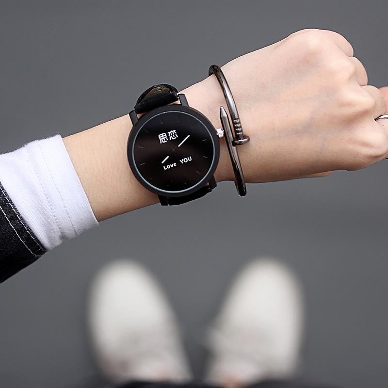Korean Style 1314 Harajuku Minimalist Couple Watches – Day/Night Design for Students