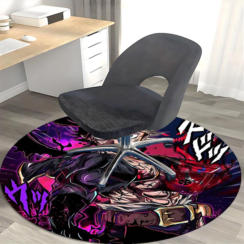 1pc My Hero Academia Midoriya Izuku Deku Round Carpet - Anime Design Chair Mat, Non-Slip Rug for Office, Home Decor, Living Room